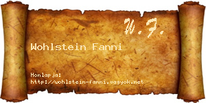 Wohlstein Fanni névjegykártya